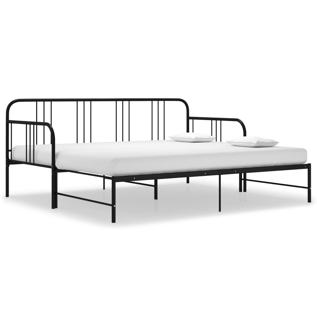 vidaXL Sofa Bed Frame | Black | Powder-coated metal | 200 x 90 cm mattress size