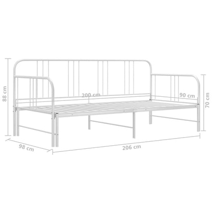 vidaXL Sofa Bed Frame | White | Metal | 200 x 90 cm mattress needed