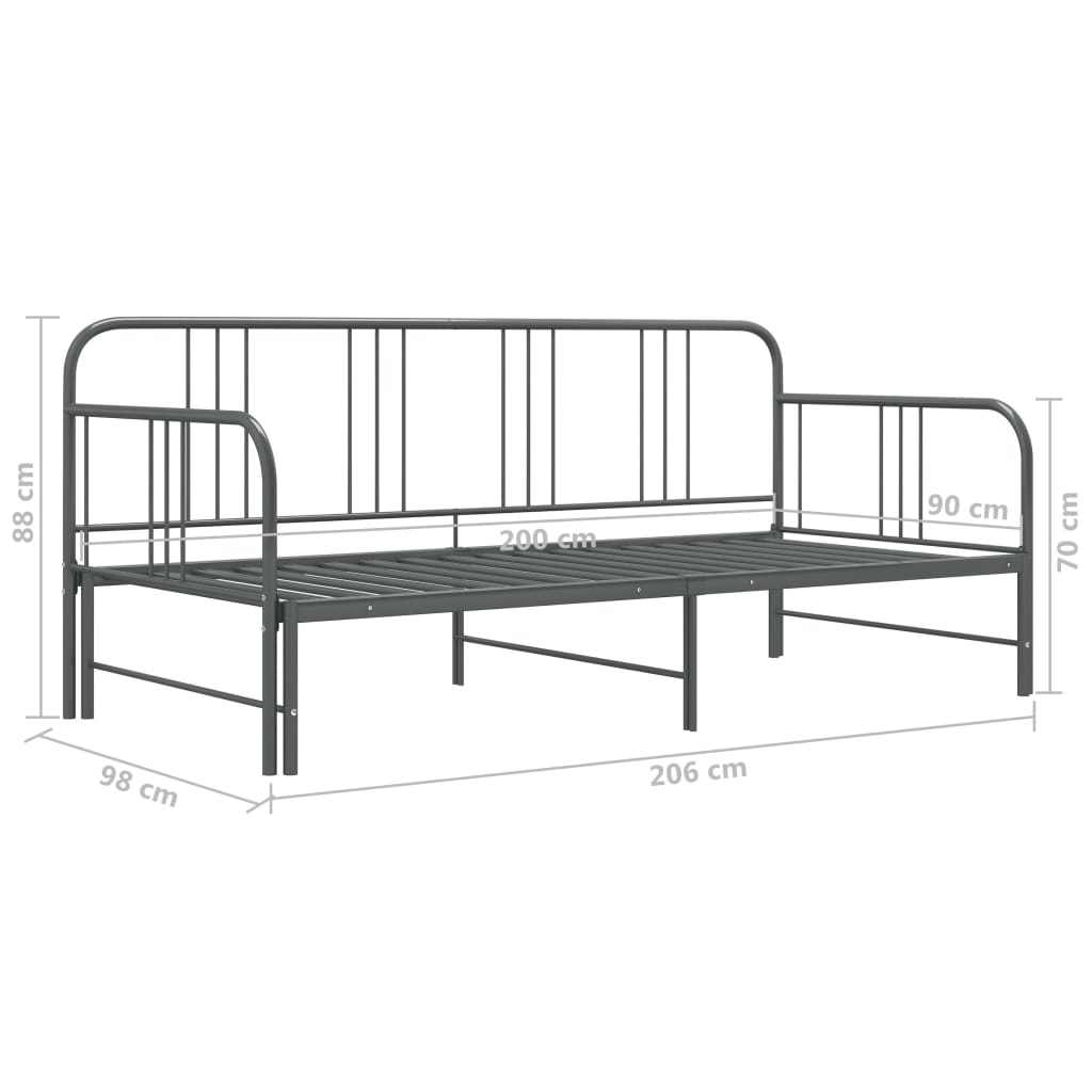 vidaXL Sofa Bed Frame | Grey | Powder-coated metal | 90x200cm