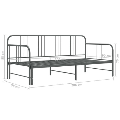 vidaXL Sofa Bed Frame | Grey | Powder-coated metal | 90x200cm