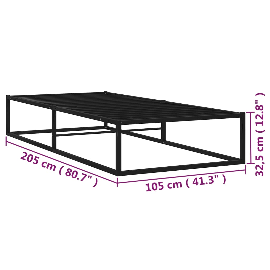 vidaXL Bed Frame | Black | Powder-coated metal | Single | Tough | Bed Frame