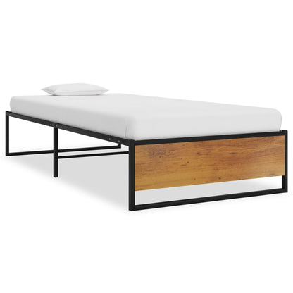vidaXL Bed Frame | Black | Powder-coated metal, melamine coated MDF | 100x200 cm