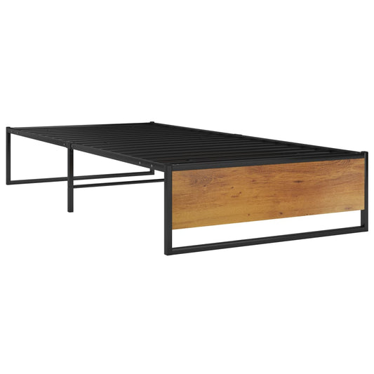 vidaXL Bed Frame | Black | Powder-coated metal, melamine coated MDF | 100x200 cm