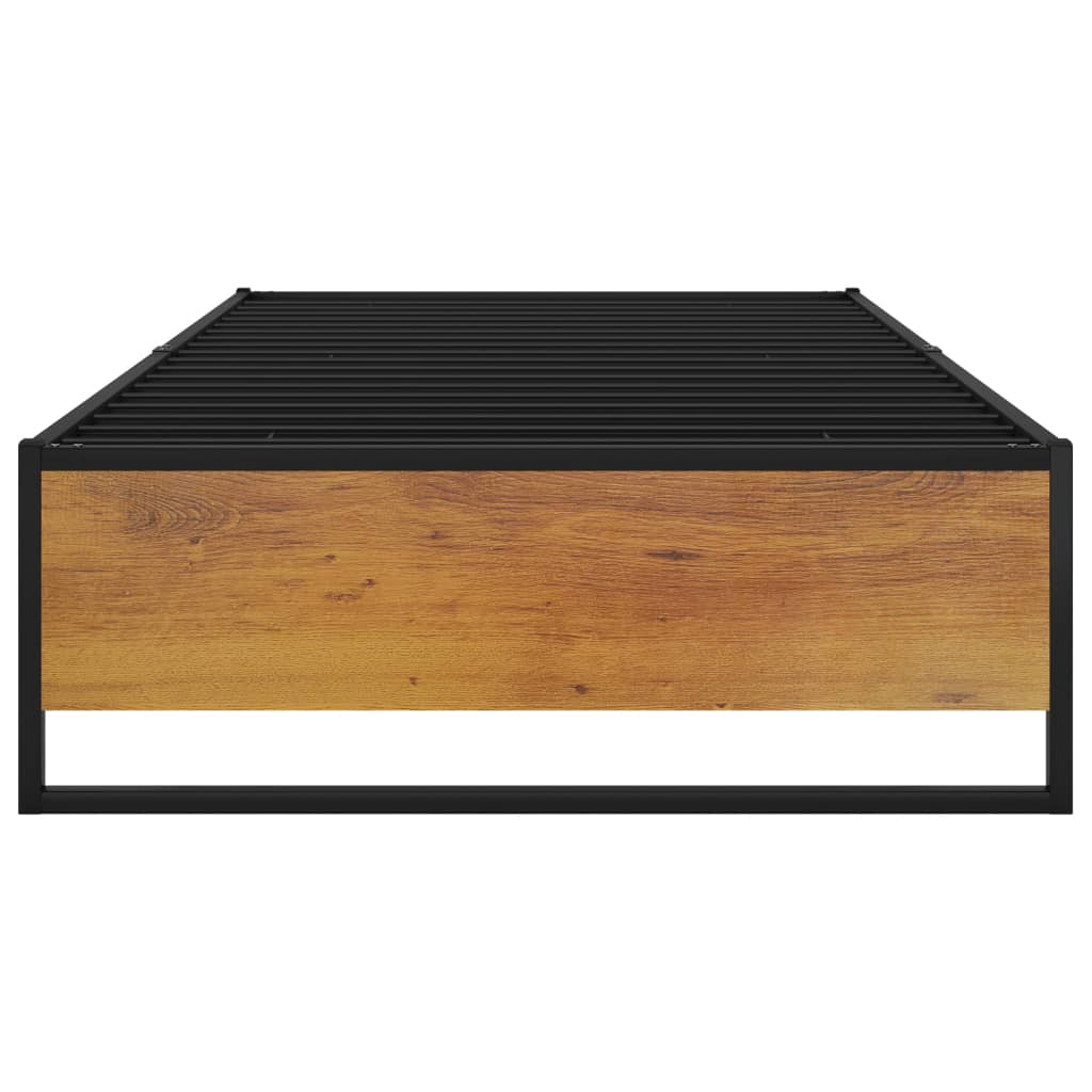 vidaXL Bed Frame | Black | Powder-coated metal, melamine coated MDF | 100x200 cm