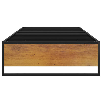vidaXL Bed Frame | Black | Powder-coated metal, melamine coated MDF | 100x200 cm