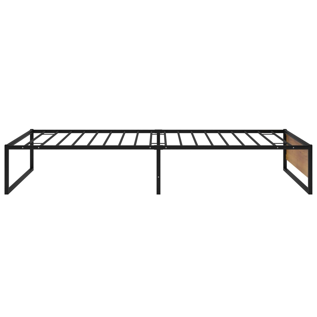 vidaXL Bed Frame | Black | Powder-coated metal, melamine coated MDF | 100x200 cm