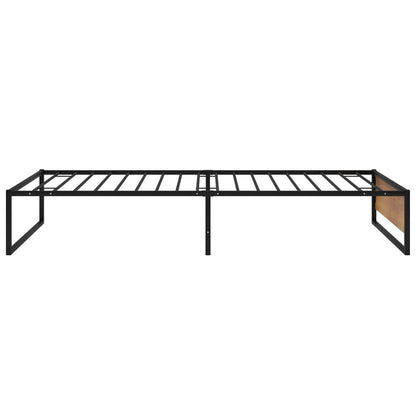 vidaXL Bed Frame | Black | Powder-coated metal, melamine coated MDF | 100x200 cm