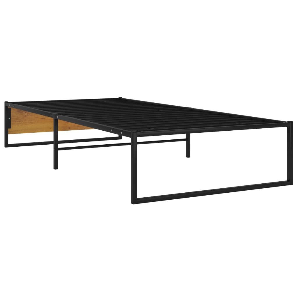 vidaXL Bed Frame | Black | Powder-coated metal, melamine coated MDF | 100x200 cm