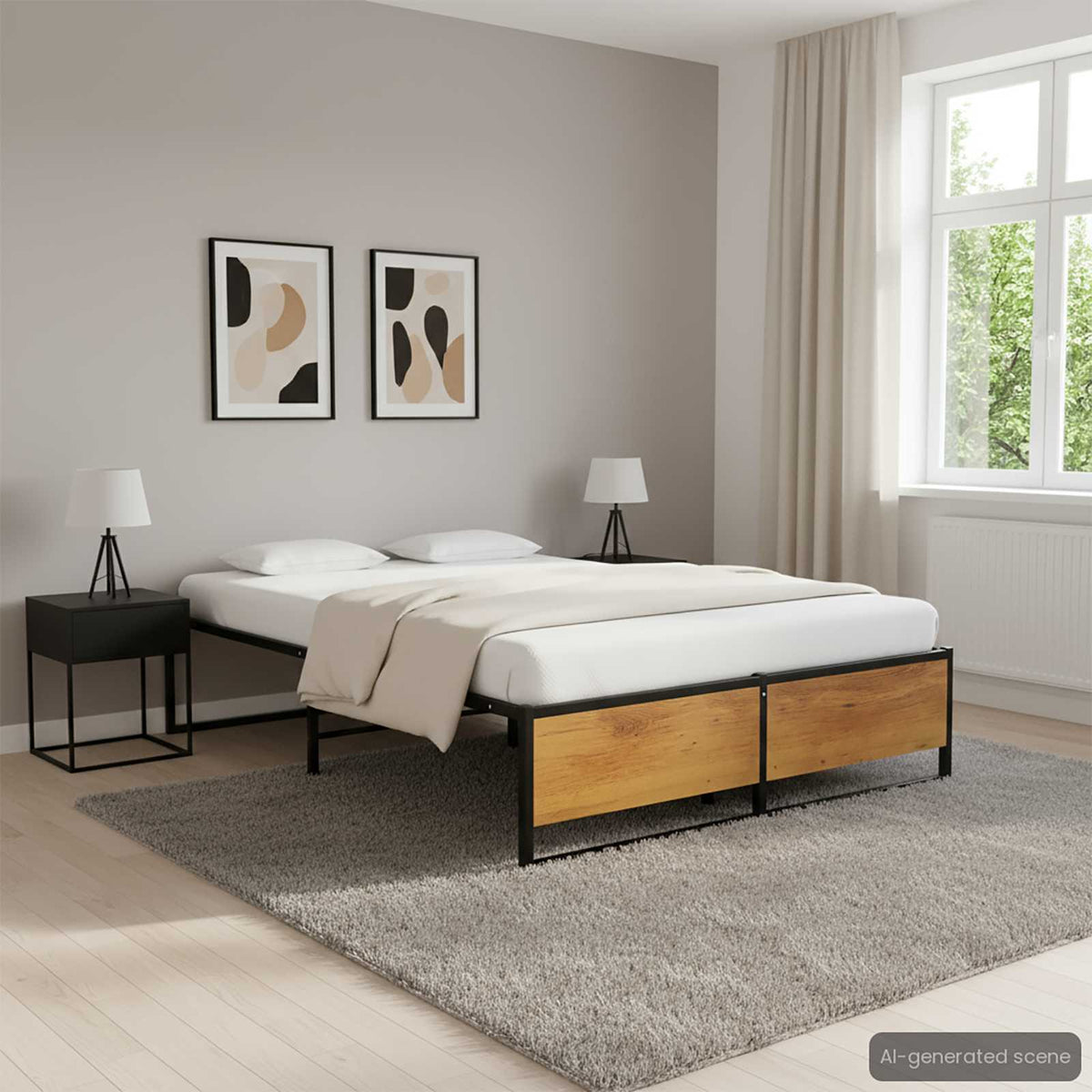 vidaXL Bed Frame without Mattress Black Metal 120x200 cm