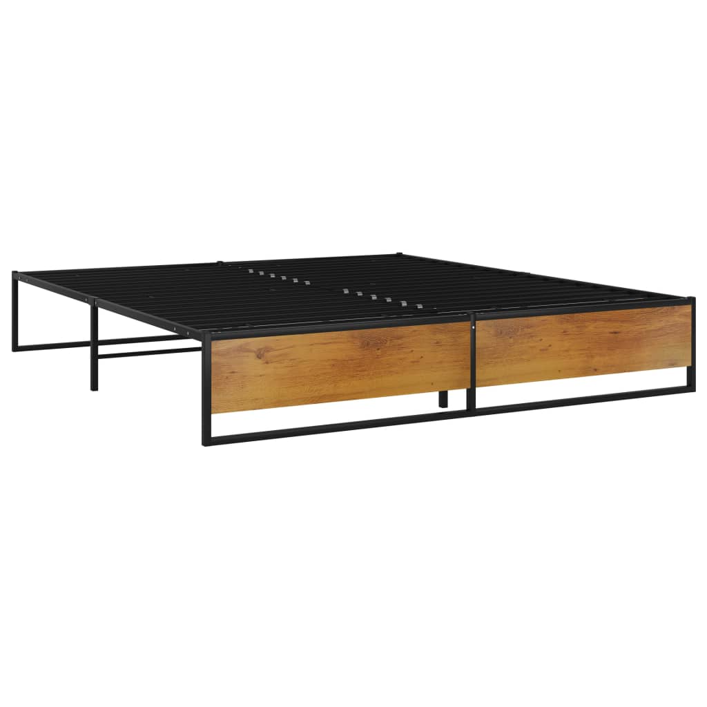vidaXL Bed Frame without Mattress Black Metal 180x200 cm Super King