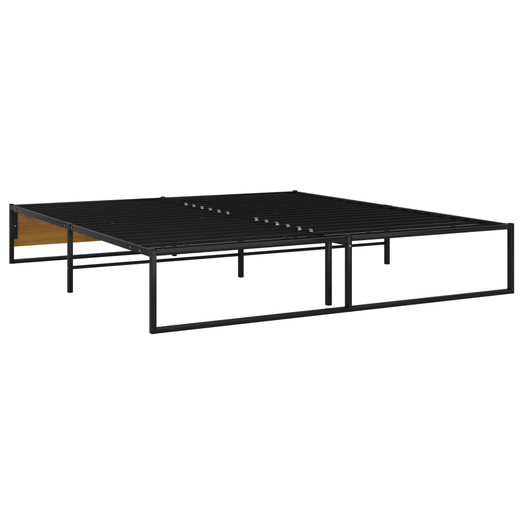 vidaXL Bed Frame without Mattress Black Metal 180x200 cm Super King