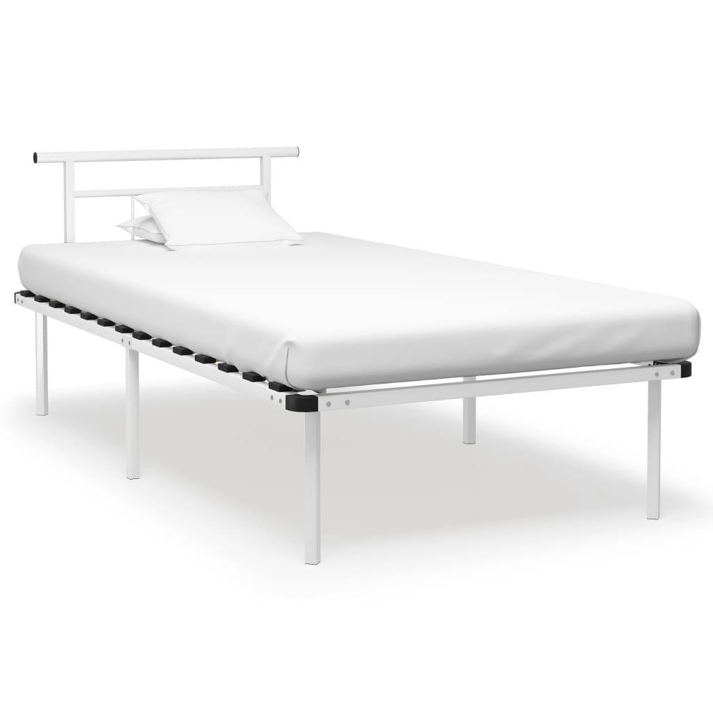 vidaXL Bed Frame | White | Powder-coated metal, plywood | Single bed | Durable