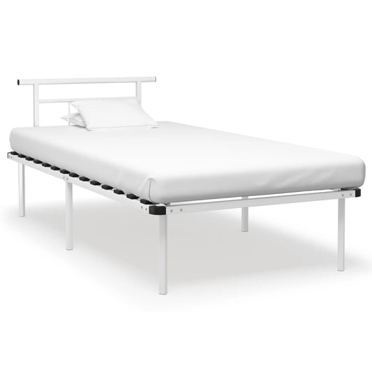 vidaXL Bed Frame | White | Powder-coated metal, plywood | Single bed | Durable