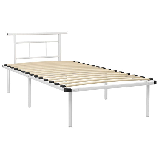 vidaXL Bed Frame | White | Powder-coated metal, plywood | Single bed | Durable