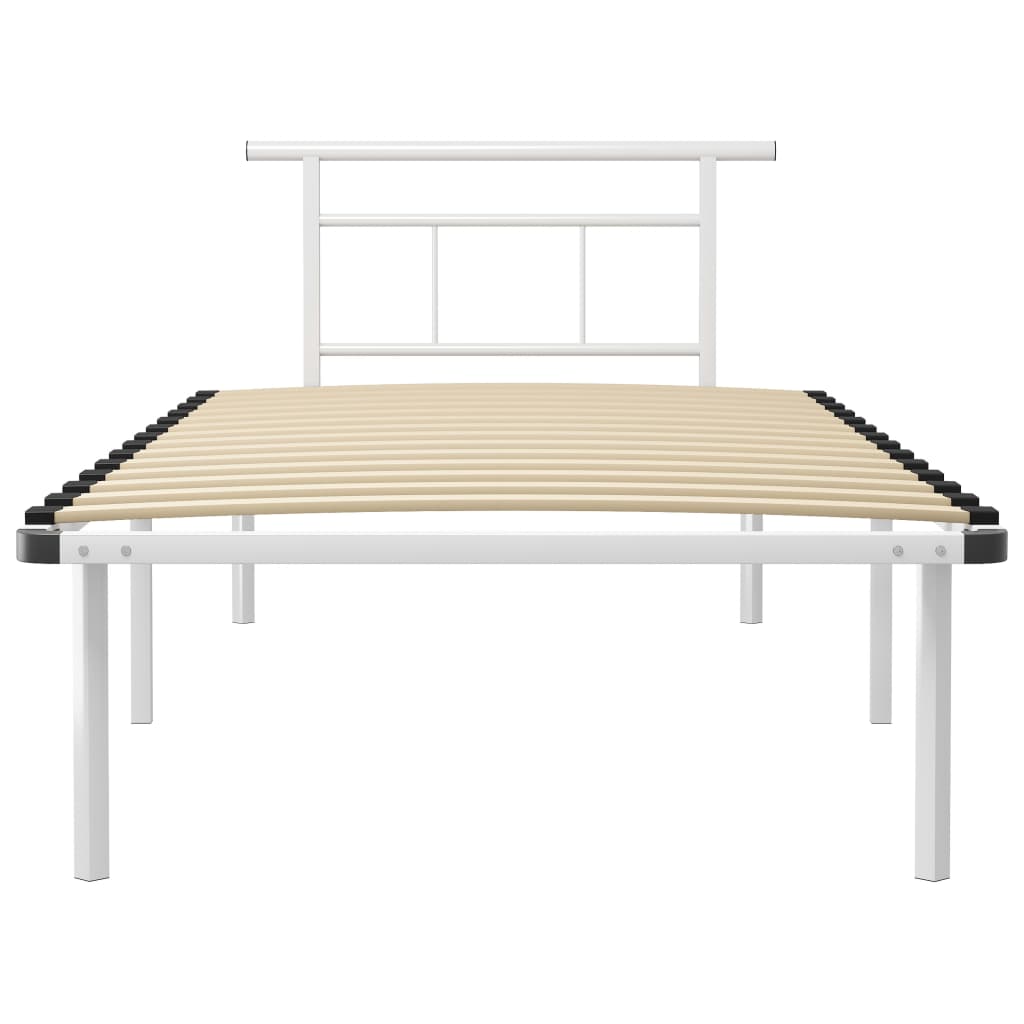 vidaXL Bed Frame | White | Powder-coated metal, plywood | Single bed | Durable