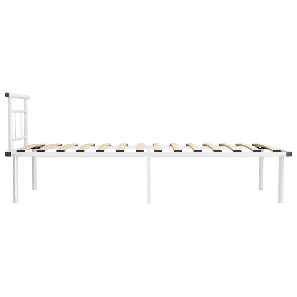 vidaXL Bed Frame | White | Powder-coated metal, plywood | Single bed | Durable