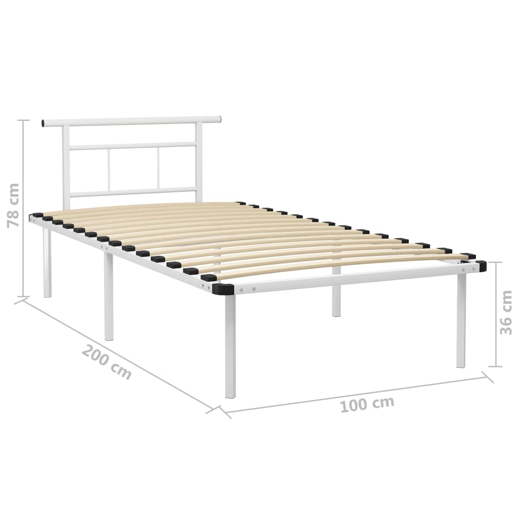 vidaXL Bed Frame | White | Powder-coated metal, plywood | Single bed | Durable
