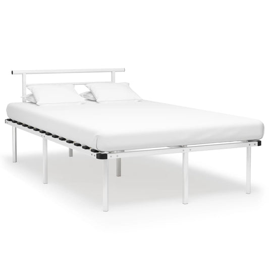 vidaXL Bed Frame | White | Powder-coated metal, plywood | Double |  Durable