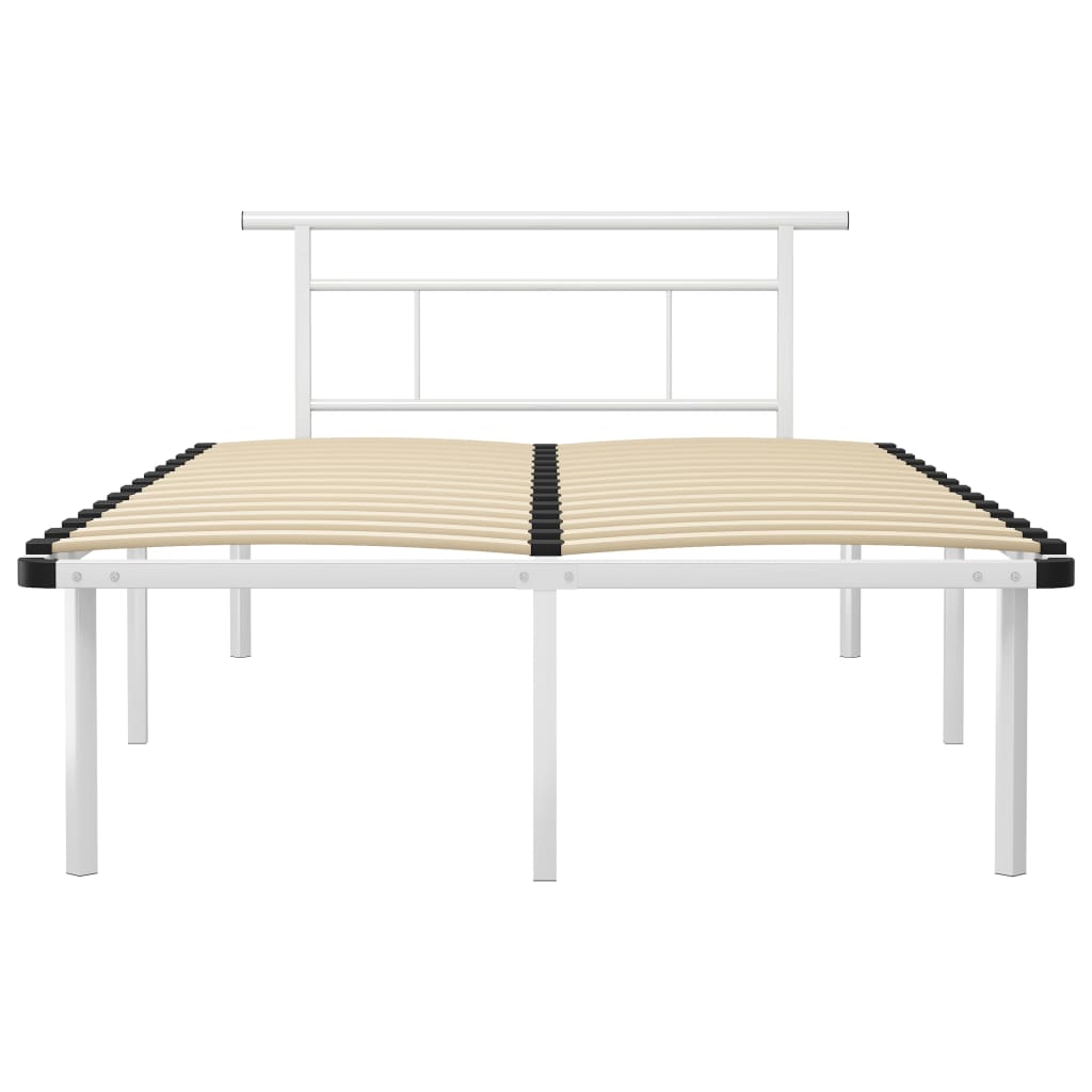 vidaXL Bed Frame | White | Powder-coated metal, plywood | Double |  Durable