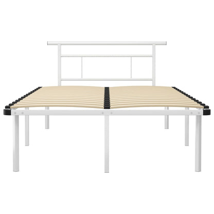 vidaXL Bed Frame | White | Powder-coated metal, plywood | Double |  Durable