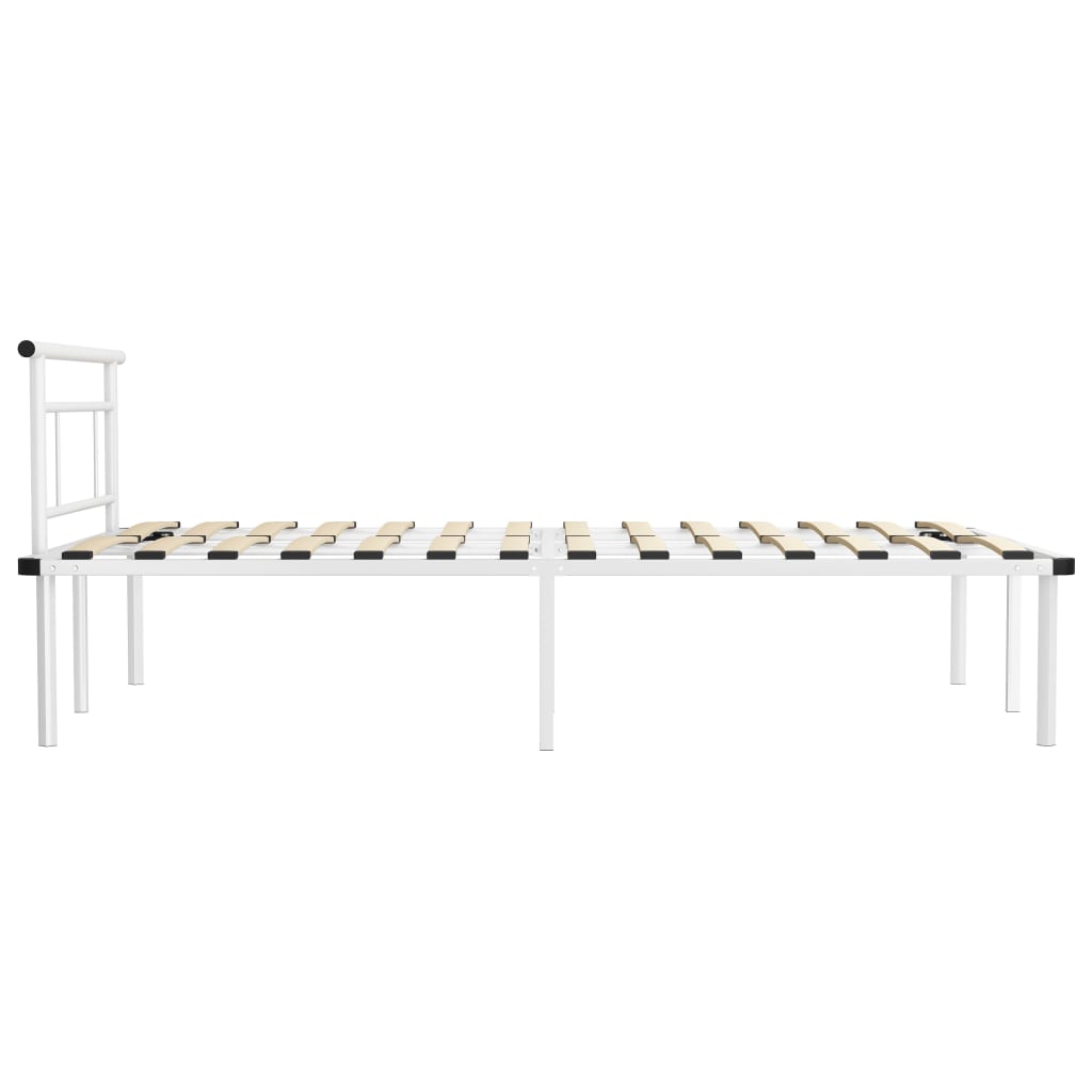 vidaXL Bed Frame | White | Powder-coated metal, plywood | Double |  Durable