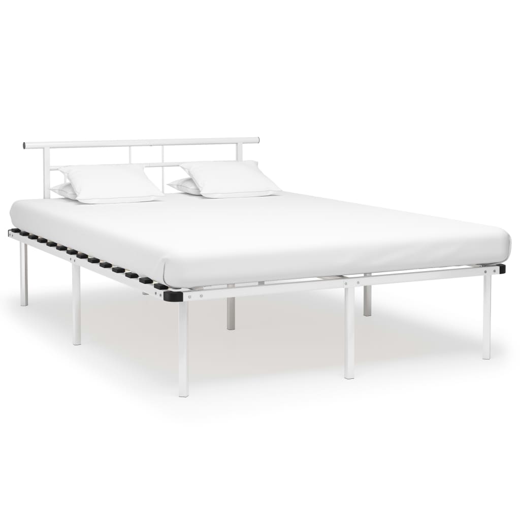 vidaXL Bed Frame | White | Powder-coated metal, plywood | 140x200 cm | Durable