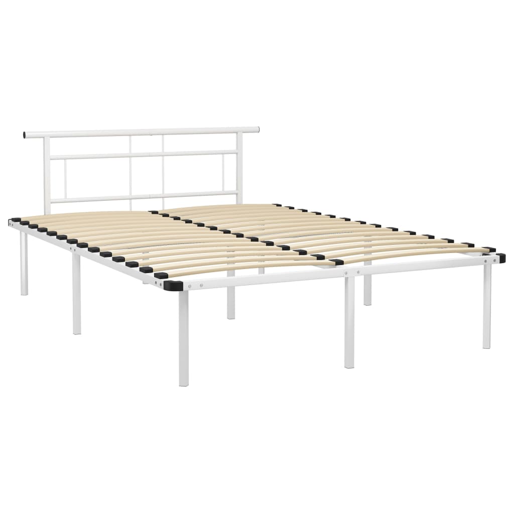 vidaXL Bed Frame without Mattress White Metal 140x200cm