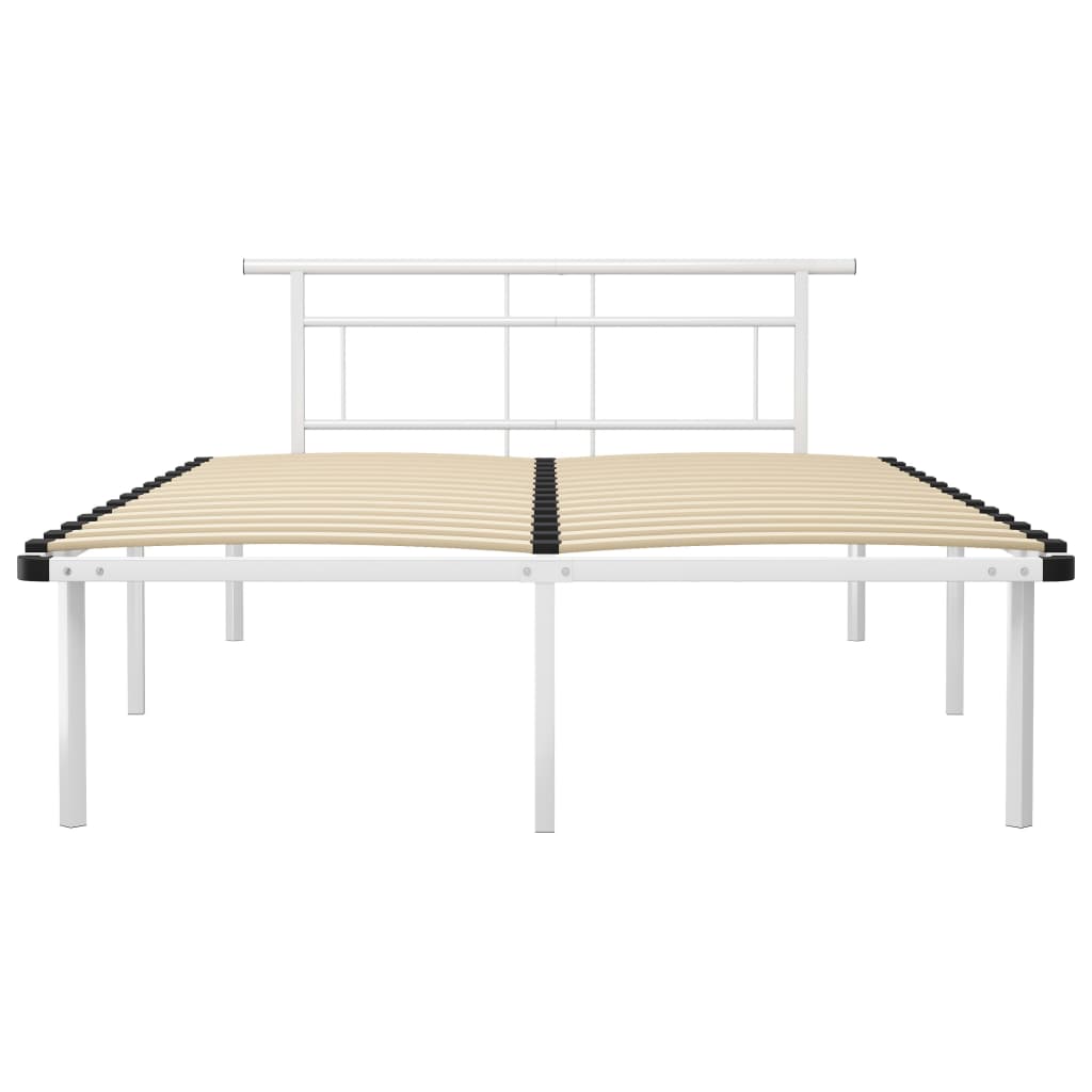 vidaXL Bed Frame | White | Powder-coated metal, plywood | 140x200 cm | Durable