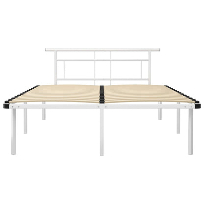 vidaXL Bed Frame | White | Powder-coated metal, plywood | 140x200 cm | Durable