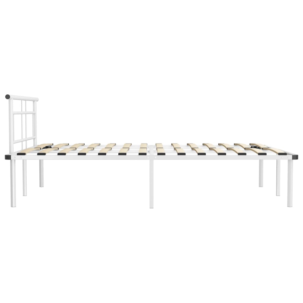 vidaXL Bed Frame | White | Powder-coated metal, plywood | 140x200 cm | Durable