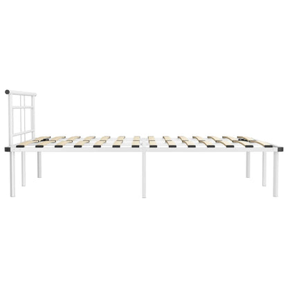 vidaXL Bed Frame | White | Powder-coated metal, plywood | 140x200 cm | Durable
