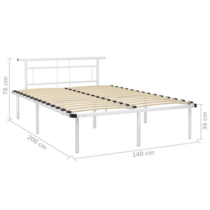 vidaXL Bed Frame | White | Powder-coated metal, plywood | 140x200 cm | Durable