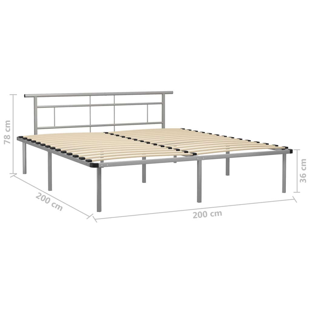 vidaXL Bed Frame without Mattress Grey Metal 200x200cm