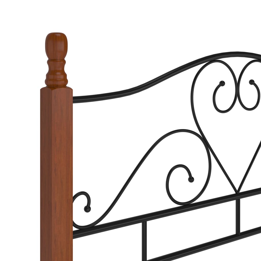 vidaXL Bed Frame | Black and natural oak | Powder-coated metal, solid oak wood