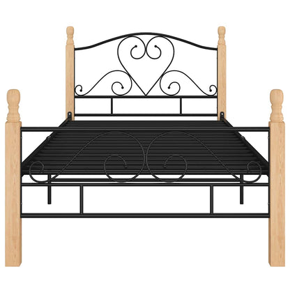vidaXL Bed Frame without Mattress Black Metal 90x200 cm