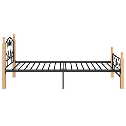 vidaXL Bed Frame without Mattress Black Metal 90x200 cm