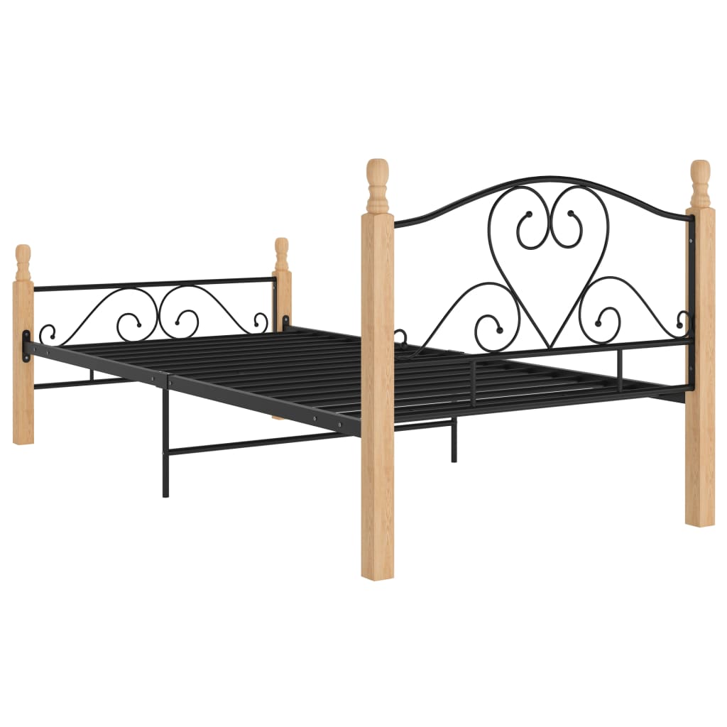 vidaXL Bed Frame without Mattress Black Metal 90x200 cm