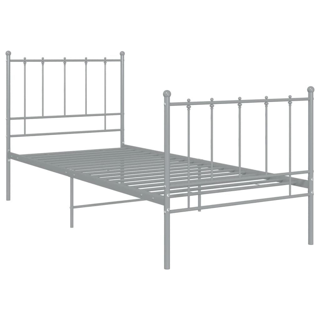 vidaXL Bed Frame | Grey | Powder-coated metal | Single | Durable