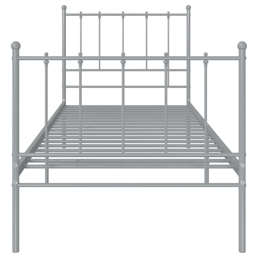 vidaXL Bed Frame | Grey | Powder-coated metal | Single | Durable