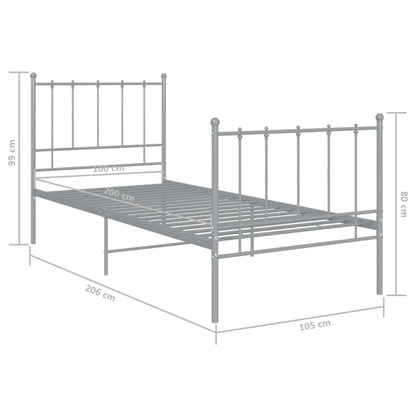 vidaXL Bed Frame | Grey | Powder-coated metal | Single | Durable