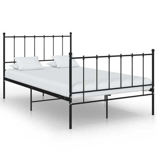 vidaXL Bed Frame | Black | Powder-coated metal | Double | Durable | Bed Frame