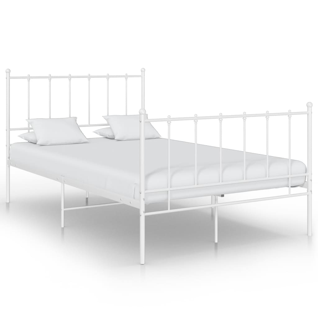 vidaXL Bed Frame | White | Powder-coated metal | 120x200 cm | Durable