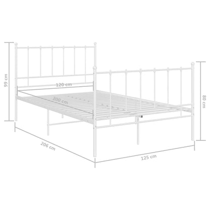 vidaXL Bed Frame | White | Powder-coated metal | 120x200 cm | Durable