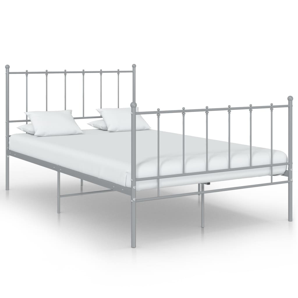 vidaXL Bed Frame | Grey | Powder-coated metal | Double | Durable | Bed Frame