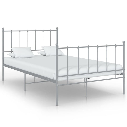 vidaXL Bed Frame | Grey | Powder-coated metal | Double | Durable | Bed Frame