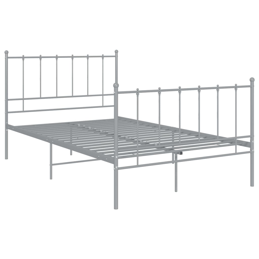 vidaXL Bed Frame | Grey | Powder-coated metal | Double | Durable | Bed Frame