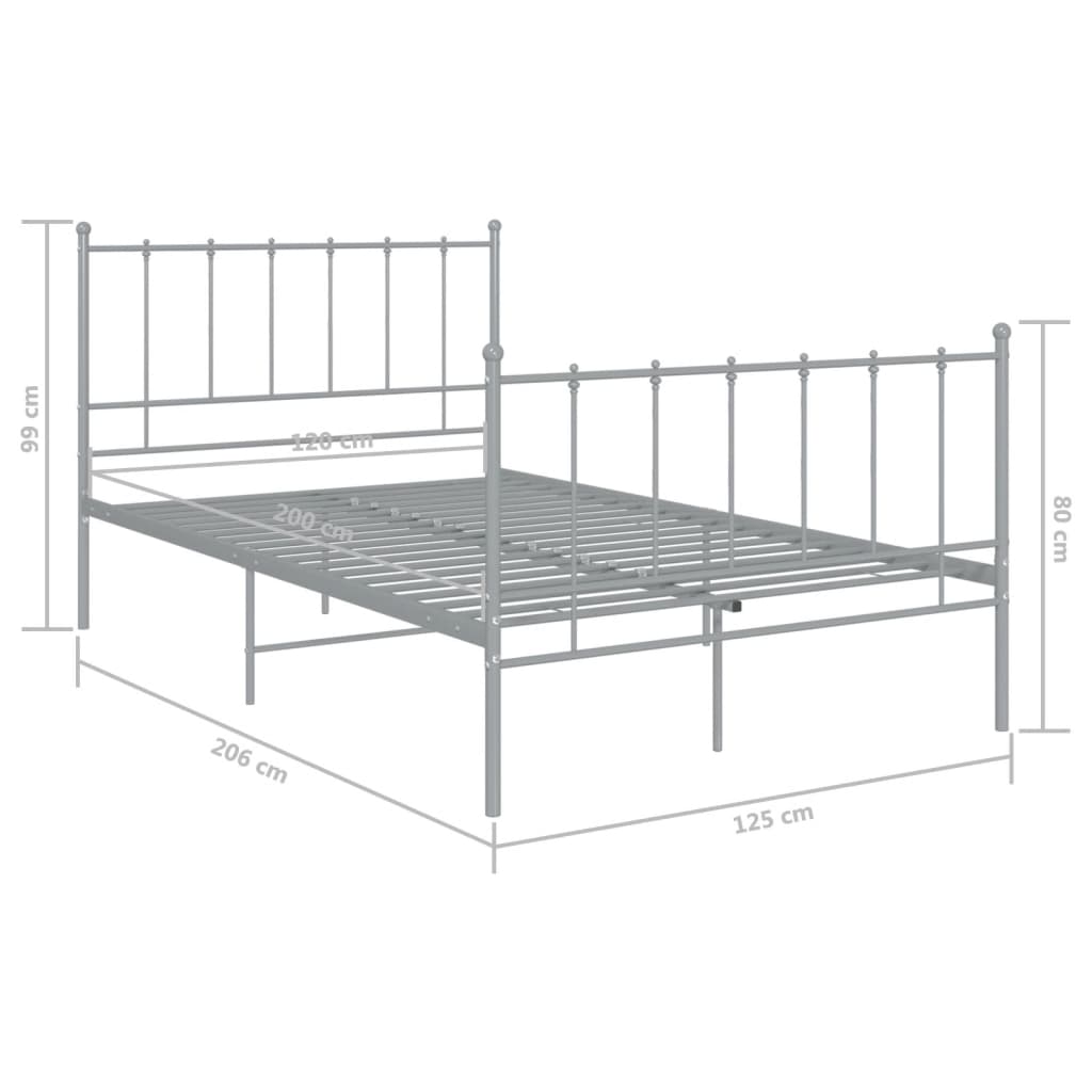 vidaXL Bed Frame | Grey | Powder-coated metal | Double | Durable | Bed Frame
