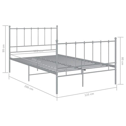 vidaXL Bed Frame without Mattress Grey Metal 120x200 cm