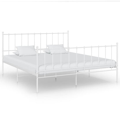 vidaXL Bed Frame without Mattress White Metal 140x200 cm