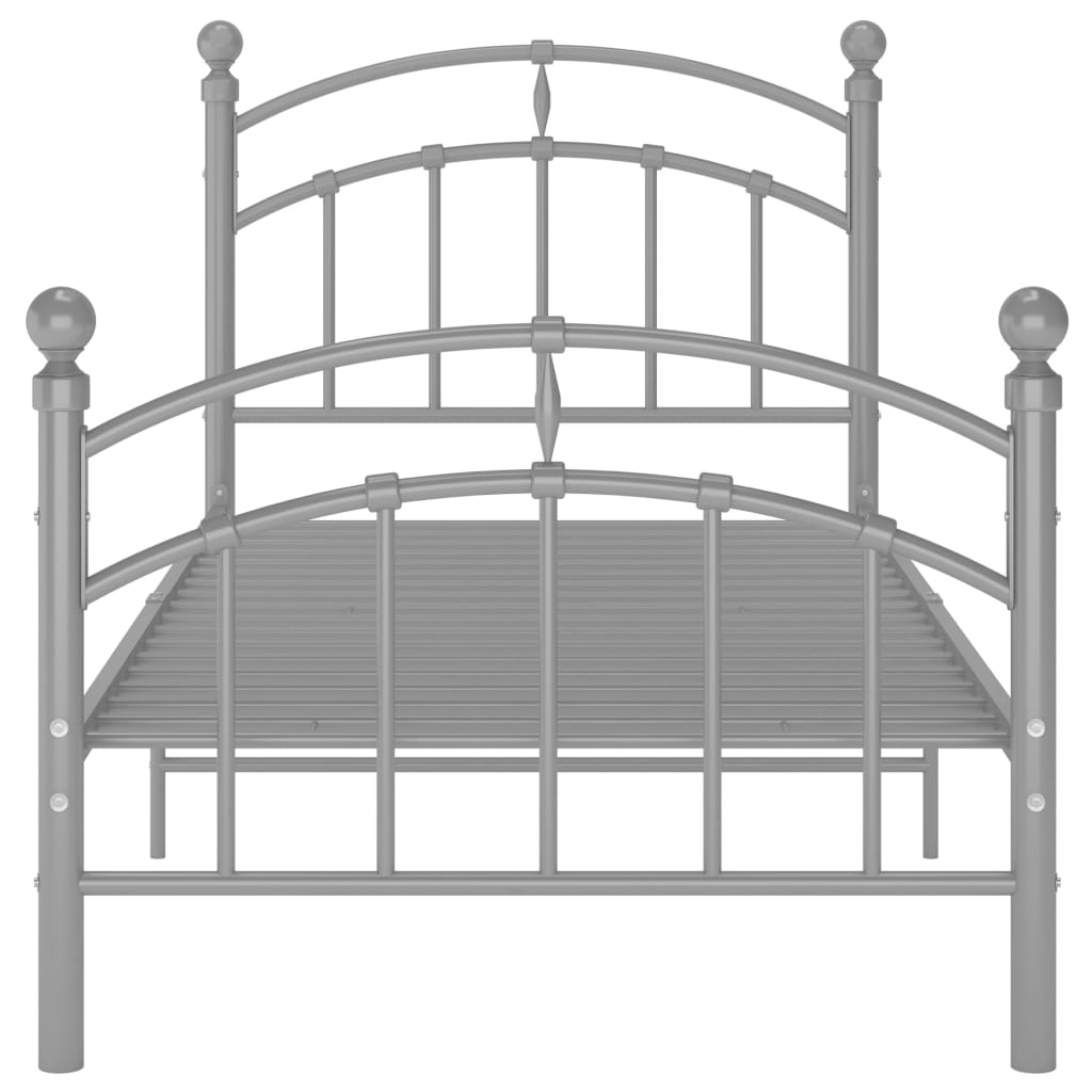 vidaXL Bed Frame without Mattress Grey Metal 90x200 cm